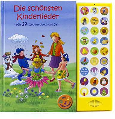 27-Button Soundbuch - Die schönsten Kinderlieder zum Mitsingen - Mit 27 Liedern durch das Jahr Hardcover-Buch mit Noten - Liederbuch: mit 27 bekannten Kinderliedern bei Amazon bestellen