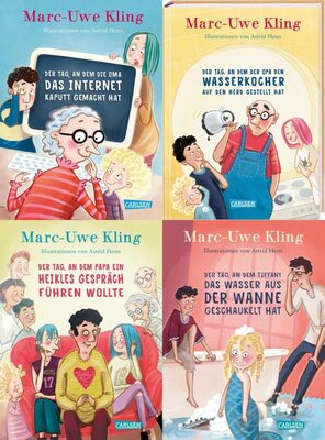 Alle Details zum Kinderbuch 4 Kinderbücher von Marc-Uwe Kling und Astrid Henn im Set + 1 exklusives Postkartenset und ähnlichen Büchern