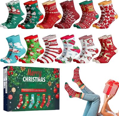 Adventskalender 2025-12 Paar Weihnachtssocken | Socken 24 Tage Thematisches Spiel Für Familien Kinder Jugendliche Mädchen Männer Erwachsene bei Amazon bestellen