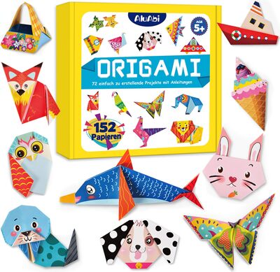 Alle Details zum Kinderbuch AluAbi Das bunte Origami Kit für Kinder ab 5, 144 Blätter Origami Papier für Kinder, kinder origami set, 72 Muster mit Bastelanleitung Buch (14X14 cm) und ähnlichen Büchern