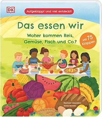 Alle Details zum Kinderbuch Aufgeklappt und viel entdeckt! Das essen wir: Woher kommen Reis, Gemüse, Fisch und Co.? Ein Pappbilderbuch mit 75 Klappen für Kinder ab 3 Jahren und ähnlichen Büchern