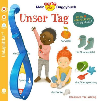 Alle Details zum Kinderbuch Baby Pixi (unkaputtbar) 146: Mein Baby-Pixi-Buggybuch: Unser Tag: Unzerstörbares Baby-Buch ab 12 Monaten mit ersten Wörtern aus dem Alltag - auch als Badebuch geeignet (146) und ähnlichen Büchern