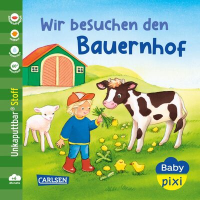 Alle Details zum Kinderbuch Baby Pixi (unkaputtbar) 167: Baby Pixi Stoff: Wir besuchen den Bauernhof: Unzerstörbares und weiches Buch aus Stoff für Babys ab 6 Monaten – auch als Badebuch geeignet (167) und ähnlichen Büchern