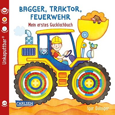 Alle Details zum Kinderbuch Baby Pixi (unkaputtbar) 115: Bagger, Traktor, Feuerwehr: Mein erstes Gucklochbuch | Ein Baby-Buch zum Spielen ab 12 Monaten (115) und ähnlichen Büchern