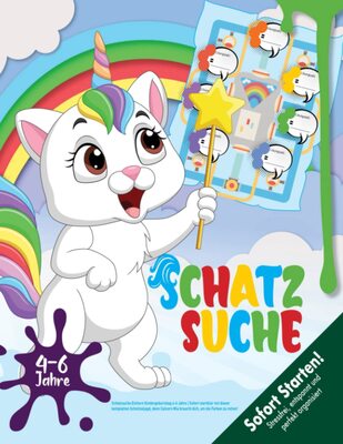 Alle Details zum Kinderbuch Schatzsuche Einhorn Kindergeburtstag 4-6 Jahre: Sofort startklar mit dieser kompletten Schnitzeljagd, denn Catcorn Mia braucht dich, um die Farben zu retten! (Bravo Schatzsuche) und ähnlichen Büchern