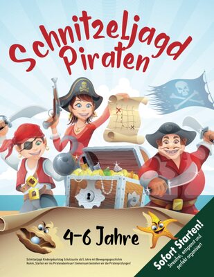 Alle Details zum Kinderbuch Schnitzeljagd Kindergeburtstag Schatzsuche ab 5 Jahre mit Bewegungsgeschichte: Komm, Starten wir ins Piratenabenteuer! Gemeinsam bestehen wir die Piratenprüfungen! (Bravo Schatzsuche) und ähnlichen Büchern