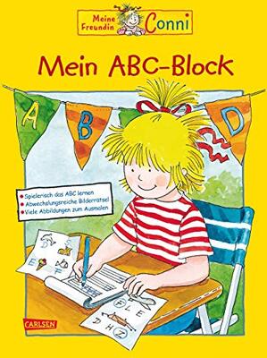 Alle Details zum Kinderbuch Conni Gelbe Reihe (Beschäftigungsbuch): Mein ABC-Block: Bunter Vorschulblock zum Schreiben lernen mit Buchstabenspielen für Kinder ab 4 und ähnlichen Büchern