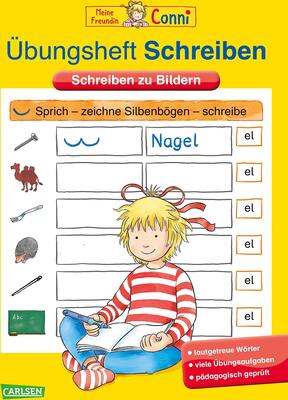 Alle Details zum Kinderbuch Conni Gelbe Reihe (Beschäftigungsbuch): Übungsheft Schreiben: Schreiben zu Bildern und ähnlichen Büchern