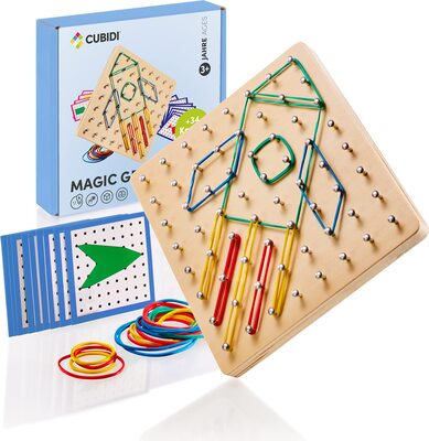 CUBIDI® Kreatives Holz Geoboard Für Unzählige Spannende Figuren | Montessori Lernspielzeug das Räumliches Denken Fördert | Motorikspielzeug, Geschenkidee Für Junge Und Mädchen Ab 3 4 5 Jahren bei Amazon bestellen