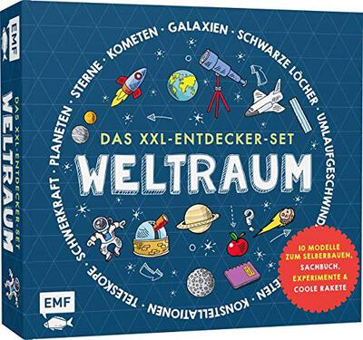 Alle Details zum Kinderbuch Das XXL-Entdecker-Set – Weltraum: Mit 10 Modellen zum Selberbauen, Sachbuch, Experimenten und cooler Rakete: Modelle im Set: Rakete mit Startrampe, ... Sonnenfinsternis, Nachthimmelmodell und ähnlichen Büchern