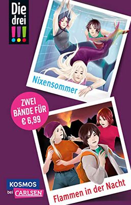 Alle Details zum Kinderbuch Die drei !!!: Doppelband – Enthält die Bände: Nixensommer / Flammen in der Nacht: Zwei knifflige Fälle für Mädchen ab 10! und ähnlichen Büchern