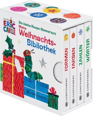 Alle Details zum Kinderbuch Die kleine Raupe Nimmersatt - Meine Weihnachtsbibliothek: Farben - Formen - Wörter - Zahlen und ähnlichen Büchern