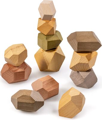 digitCUBE naturling Balancier Stapelsteine - Montessori Holzspielzeug handgemacht - 12 Bunte Holz Spielsteine für Kinder & Erwachsene bei Amazon bestellen