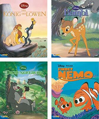 Alle Details zum Kinderbuch 4 Bücher Disney Filmklassiker - Miniausgabe Folge 1 - 4 ( Bambi, Findet Nemo, Dschungelbuch, König der Löwen) und ähnlichen Büchern