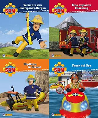 Alle Details zum Kinderbuch Nelson Mini-Bücher: 4er Feuerwehrmann Sam 17-20: Verirrt in den Pontypandy-Bergen; Eine explosive Mischung; Hüpfburg in Seenot; Feuer auf See und ähnlichen Büchern