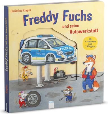 Alle Details zum Kinderbuch Freddy Fuchs und seine Autowerkstatt: Pappbilderbuch mit Reimen, Schiebern und Klappen ab 2 Jahren und ähnlichen Büchern