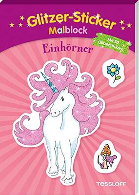 Alle Details zum Kinderbuch Glitzer-Sticker Malblock Einhörner: Mit 50 glitzernden Stickern (Malbücher und -blöcke) und ähnlichen Büchern