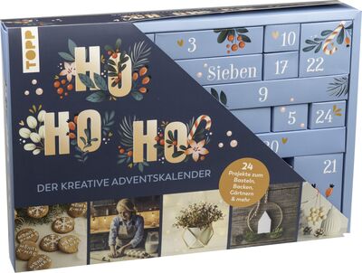 Alle Details zum Kinderbuch Ho Ho Ho - The Creative Advent Calendar. 24 Projects for Crafts, Baking, Gardening and More. With Instructions Book and Material und ähnlichen Büchern