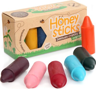 Honeysticks Wachsmalstifte aus 100% Bienenwachs (12er-Pack) – Ungiftig ab 1 Jahr für Kleinkinder – Natürliche Inhaltsstoffe und Lebensmittelechte Farben, Höchste Sicherheitsstandards bei Amazon bestellen