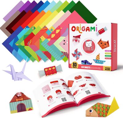 Alle Details zum Kinderbuch JoyCat 360 Blatt Buntes Origami-Papier für Kinder, 15x15cm 160 doppelseitiges Bastelpapier Origami Papier 20 Farben, 200 Übungspapiere 6 Aufkleber mit Anleitungs-Buch, für DIY Kunst und Bastelprojekte und ähnlichen Büchern