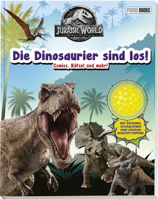 Alle Details zum Kinderbuch Jurassic World: Die Dinosaurier sind los!: Comics, Rätsel und mehr! - Mit Stickern, Schablonen und Bleistift-Topper und ähnlichen Büchern