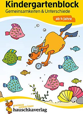 Alle Details zum Kinderbuch Kindergartenblock ab 4 Jahre - Gemeinsamkeiten & Unterschiede: Bunter Rätselblock - Sinnvolle Beschäftigung die Spaß macht (Übungshefte und -blöcke für Kindergarten und Vorschule, Band 619) und ähnlichen Büchern