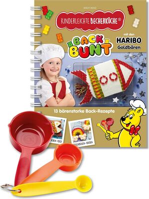 Alle Details zum Kinderbuch Kinderleichte Becherküche - Back Bunt mit den HARIBO Goldbären (Band 10): Backset inkl. 3-teiliges Messbecher-Set & 13 bärenstarken Rezepten ... und Kochen für Kinder ab 3 Jahren, Band 10) und ähnlichen Büchern