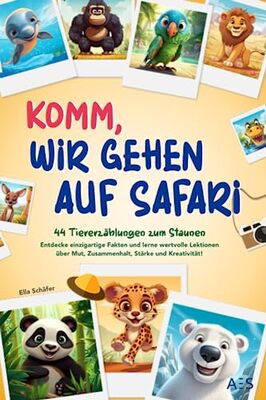 Alle Details zum Kinderbuch Komm, wir gehen auf Safari: 44 Tiererzählungen zum Staunen - Entdecke einzigartige Fakten und lerne wertvolle Lektionen über Mut, Zusammenhalt, Stärke und Kreativität! und ähnlichen Büchern