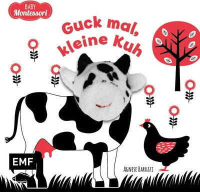 Alle Details zum Kinderbuch Kontrastbuch für Babys: Guck mal, kleine Kuh: Fingerpuppenbuch zur spielerischen Förderung des Seh- und Wahrnehmungsvermögens von Babys und Kleinkindern nach Montessori und ähnlichen Büchern