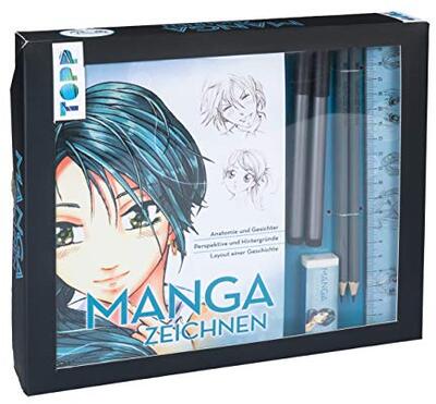 Alle Details zum Kinderbuch Kreativ-Set Manga zeichnen. Buch mit Mangagrundlagen (32 Seiten, 14 x 21 cm, Softcover) sowie Zeichenmaterial: Mangapapierblock A5, 1 Fineliner, 2 Bleistifte, Radiergummi, Lineal und ähnlichen Büchern