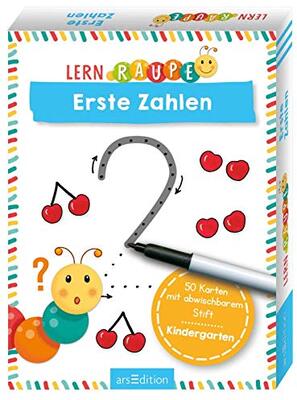 Alle Details zum Kinderbuch Lernraupe – Erste Zahlen: 50 Karten mit abwischbarem Stift | Übungsmaterial für den Kindergarten und ähnlichen Büchern