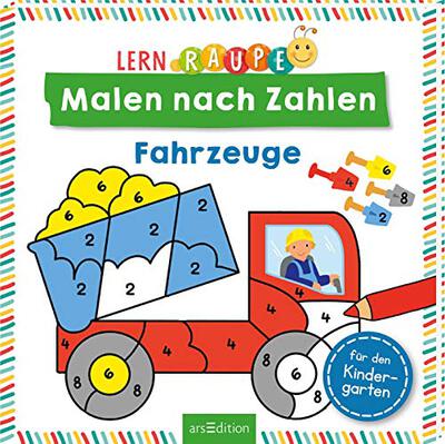 Alle Details zum Kinderbuch Lernraupe – Malen nach Zahlen – Fahrzeuge: einfache Ausmalmotive zum Zahlenlernen und ähnlichen Büchern