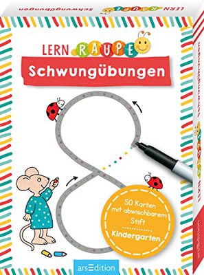 Alle Details zum Kinderbuch Lernraupe – Schwungübungen: 50 Karten mit abwischbarem Stift | Übungen für Kindergartenkinder und ähnlichen Büchern