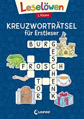 Alle Details zum Kinderbuch Leselöwen Kreuzworträtsel für Erstleser - 1. Klasse (Marineblau): Rätsel-Spaß zum Lesen- und Schreibenlernen für Kinder ab 6 Jahren (Leselöwen Rätselwelt) und ähnlichen Büchern