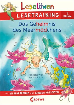 Alle Details zum Kinderbuch Leselöwen Lesetraining 1. Klasse - Das Geheimnis des Meermädchens: mit Silbenfärbung und großem Rätselteil - Erstlesebuch zum Schulstart mit Rätseln für Kinder ab 6 Jahren und ähnlichen Büchern