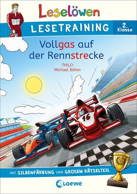 Alle Details zum Kinderbuch Leselöwen Lesetraining 2. Klasse - Vollgas auf der Rennstrecke: mit Silbenfärbung und großem Rätselteil - Erstlesebuch zum Lesenüben mit Rätseln für Kinder ab 7 Jahren und ähnlichen Büchern