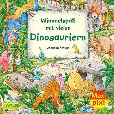 Alle Details zum Kinderbuch Maxi Pixi 337: Wimmelspaß mit vielen Dinosauriern (337) und ähnlichen Büchern