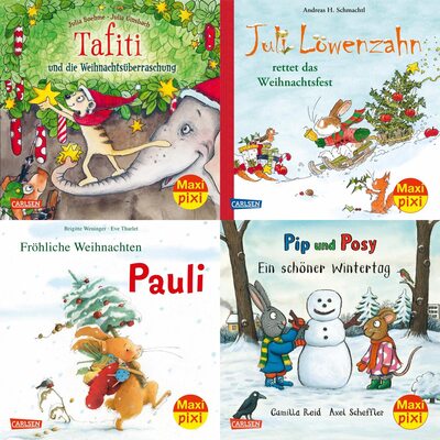 Alle Details zum Kinderbuch Maxi-Pixi-4er-Set 94: Weihnachten mit Bilderbuchhelden (4x1 Exemplar): 4 Minibücher für Kinder ab 3 Jahren (94) und ähnlichen Büchern