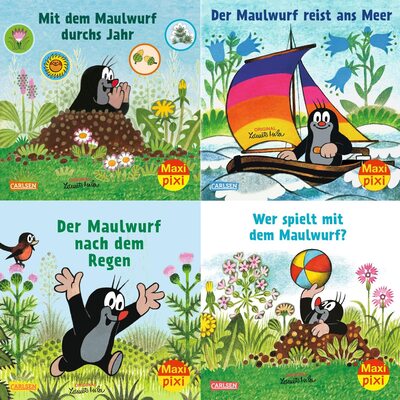 Alle Details zum Kinderbuch Maxi-Pixi-4er-Set 99: Neues vom Maulwurf (4x1 Exemplar): 4 Minibücher für Kinder ab 3 Jahren (99) und ähnlichen Büchern