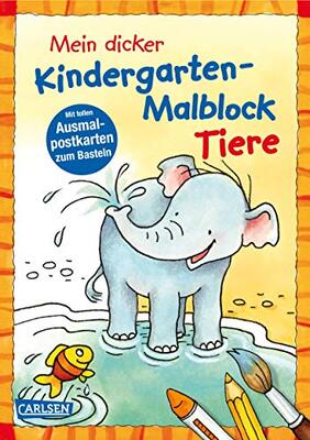 Alle Details zum Kinderbuch Mein dicker Kindergarten-Malblock Tiere: Mit tollen Ausmalpostkarten zum Basteln und ähnlichen Büchern