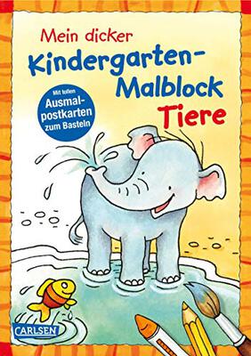 Alle Details zum Kinderbuch Mein dicker Kindergarten-Malblock Tiere: Mit tollen Ausmalpostkarten zum Basteln und ähnlichen Büchern