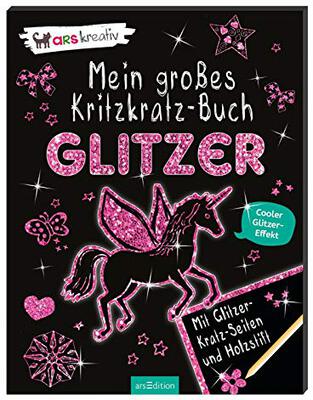 Mein großes Kritzkratz-Buch Glitzer: Cooler Glitzer-Effekt | Großformatige Mappe mit Kratzseiten, Holzstift und Anleitungen bei Amazon bestellen