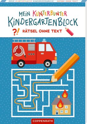 Alle Details zum Kinderbuch Mein kunterbunter Kindergartenblock: Rätsel ohne Text (Feuerwehr & Polizei) und ähnlichen Büchern