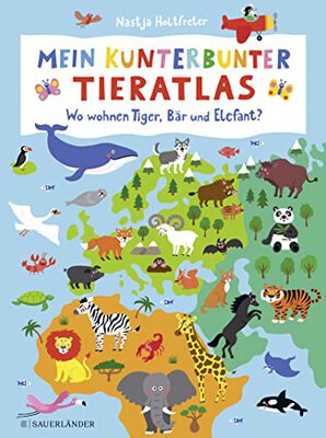 Alle Details zum Kinderbuch Mein kunterbunter Tieratlas: Wo wohnen Tiger, Bär und Elefant? und ähnlichen Büchern