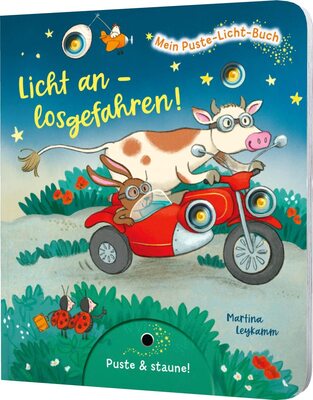 Alle Details zum Kinderbuch Mein Puste-Licht-Buch: Licht an – losgefahren!: Fahrzeuge-Pappebuch mit Puste-Licht und LED-Lämpchen, für Kinder ab 18 Monaten und ähnlichen Büchern