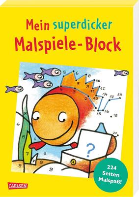 Alle Details zum Kinderbuch Mein superdicker Malspiele-Block: Malen nach Zahlen, Von Punkt, zu Punkt, Weitermalen und lustige Ausmalbilder und ähnlichen Büchern