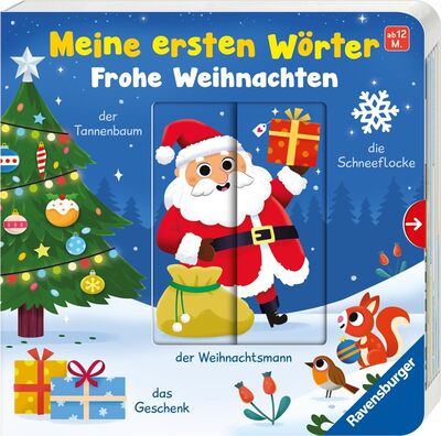 Alle Details zum Kinderbuch Meine ersten Wörter: Frohe Weihnachten – Sprechen lernen mit großen Schiebern für Kinder ab 12 Monaten und ähnlichen Büchern