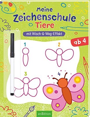 Alle Details zum Kinderbuch Meine Zeichenschule Tiere: Mit Wisch-&-Weg-Effekt! | Zeichnen lernen ab 4 Jahren und ähnlichen Büchern