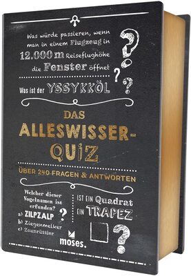 Alle Details zum Kinderbuch moses. Quiz-Box - Das Alleswisser-Quiz, Der umfassende Wissenstest mit 240 Fragen, Für Kinder ab 12 Jahren und Erwachsene, 100 Karten in einer schönen Box (Quiz-Boxen) und ähnlichen Büchern