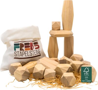Alle Details zum Kinderbuch NatureXcaps Fred's STAPELSTEINE - FSC® 100% - Montessori Spielzeug - Holzspielzeug ab 3 Jahre - Balanciersteine für Kinder - Lernspielzeug ab 3 Jahre - Waldorf-orientiert & Sensorik Spielzeug und ähnlichen Büchern